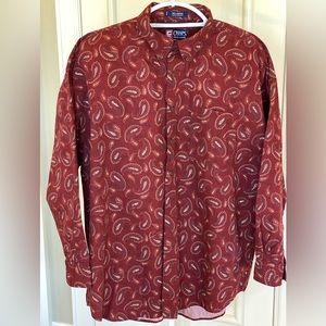 Chaps by Ralph Lauren Men’s Long Sleeve Cotton Shirt in Burgundy Paisley Print.